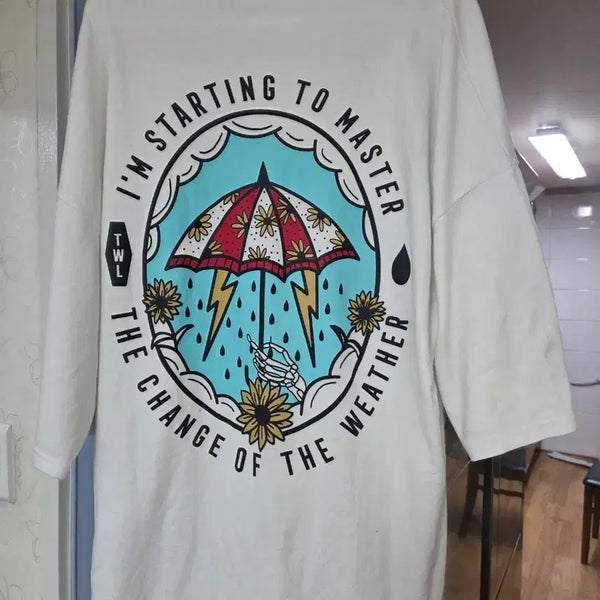 [BUNJANG] Oversized Graphic Print T-Shirt White / 오버핏 반팔 티셔츠 흰색 프린팅 105