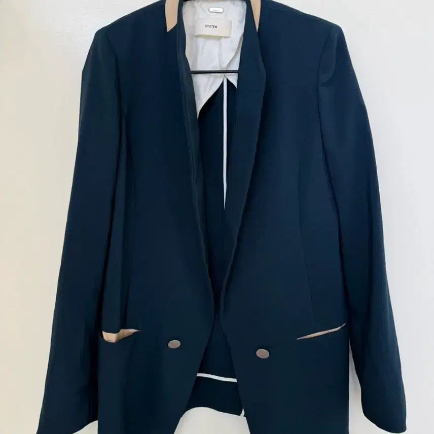 [BUNJANG] System Navy Summer Color-Block Jacket / 시스템 네이비 여름 배색 자켓