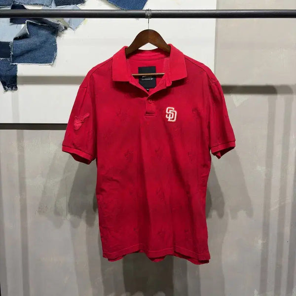 [BUNJANG] MLB San Diego Padres Street Embroidered Pattern Short Sleeve Polo T-Shirt / (110) MLB 샌디에이고 파드리스 스트릿 자수 패턴 반팔 PK 카라티