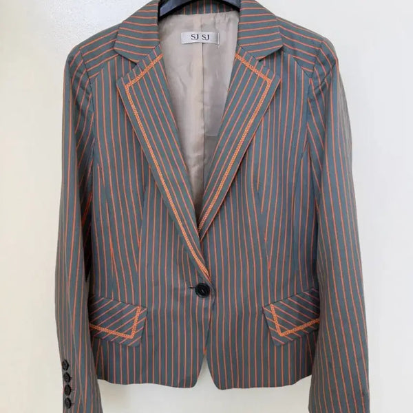 [BUNJANG] SJSJ Striped Jacket / 한섬 SJSJ 스트라이프 자켓