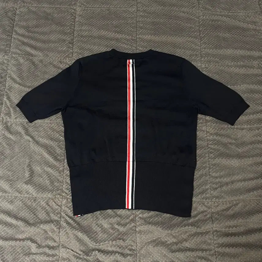 [BUNJANG] Thom Browne Women's Navy White Striped Knit Short Sleeve Top Size 3 / 톰브라운 여성 백삼선 니트 반팔 3사이즈