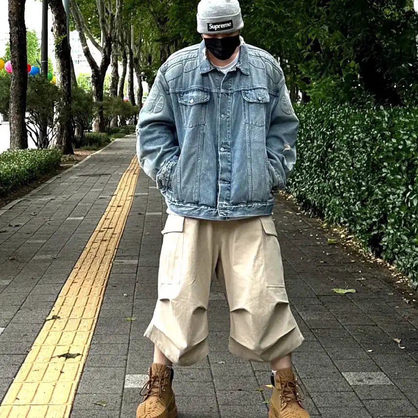 [BUNJANG] Yeezy x Gap Kanye West Moto Biker Oversized Denim Jacket / Yeezy x Gap 칸예 모토바이커 오버핏데님자켓