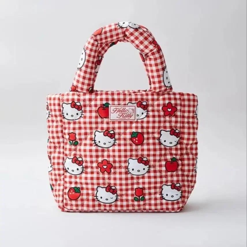 [BUNJANG] Hello Kitty Checkered Quilting Tote Bag / 헬로키티 체크무늬 퀼팅 토트백