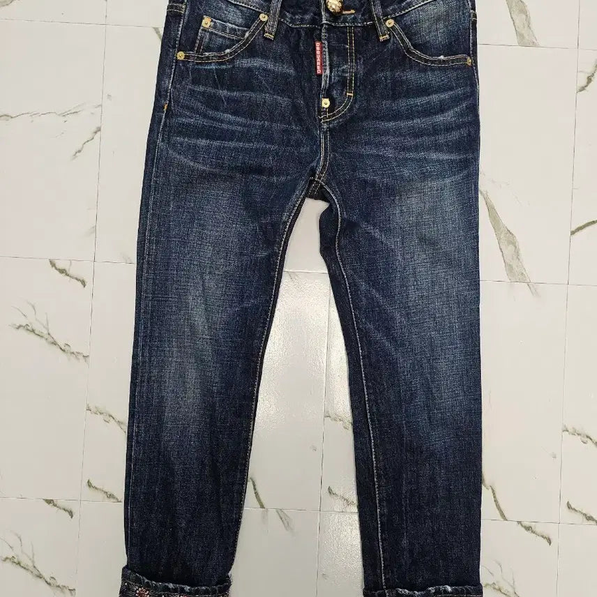 [BUNJANG] Dsquared2 Women's Floral Cuff Denim Pants / 디스퀘어드2 여성 데님 팬츠 꽃무늬 커프스