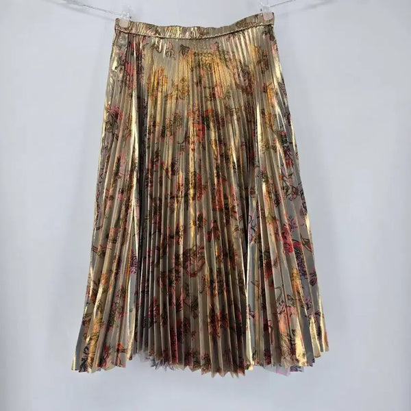 [BUNJANG] MARKUS by Markus Lupfer Pleated Metallic Flower Skirt / MARKUS by Markus Lupfer 플리츠 메탈릭 플라워 스커트