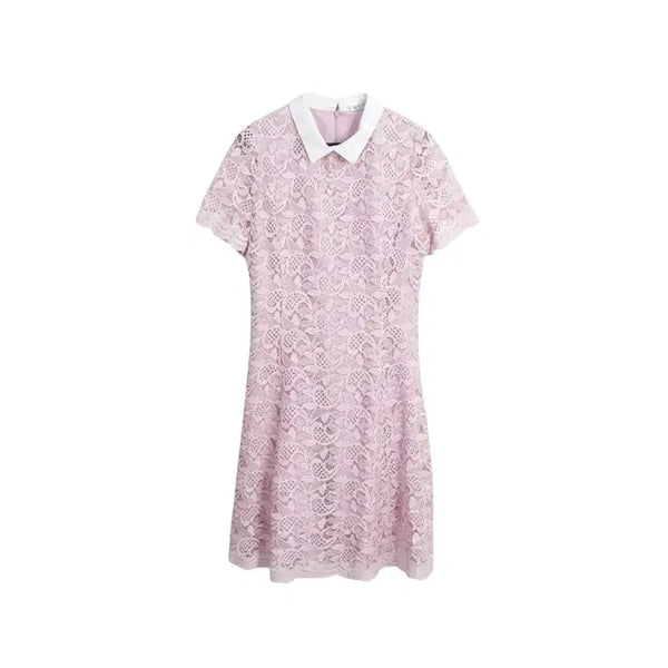 [BUNJANG] Ecole de Paris Pink Lace Short Sleeve Dress / 여성66/ 에꼴드파리 핑크 레이스 반팔 원피스 37-32