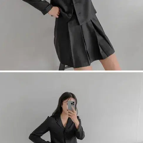 [BUNJANG] Black Tailored Jacket Blouse / 블랙 테일러드 재킷 블라우스