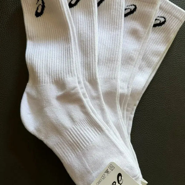 [BUNJANG] ASICS Sports Socks 5-Pair Set White Double Cushion / 아식스 스포츠 양말 5켤레세트 화이트 이중쿠션