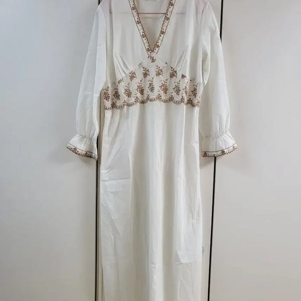[BUNJANG] Vintage American Embroidered Long Dress / 미국 빈티지 자수 롱 원피스 홈웨어
