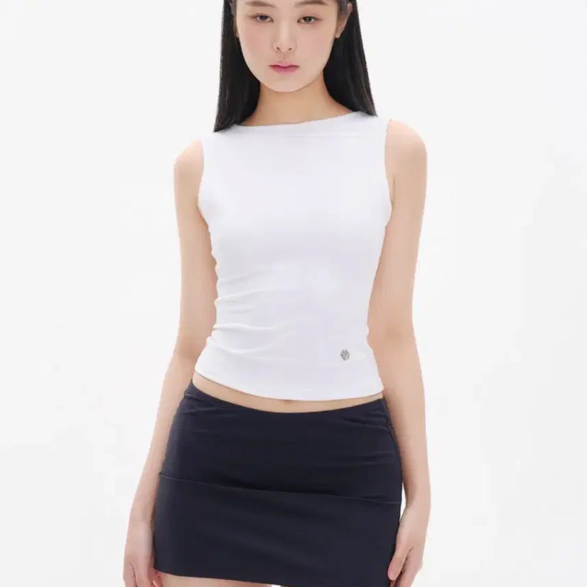 [BUNJANG] YOOI Boat Neck Sleeveless Top - White, Size S / 유희 보트넥 슬리브리스 민소매 나시