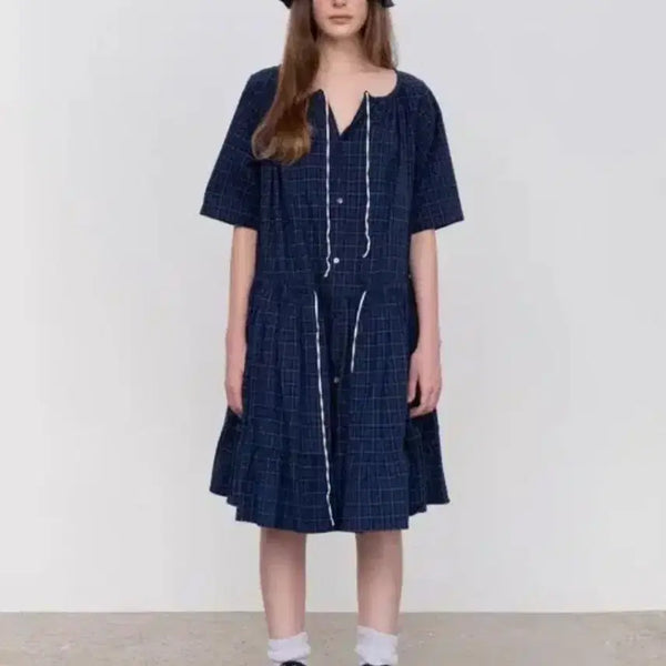 [BUNJANG] Via Plain Check Midi Dress / 비아플레인 체크 원피스