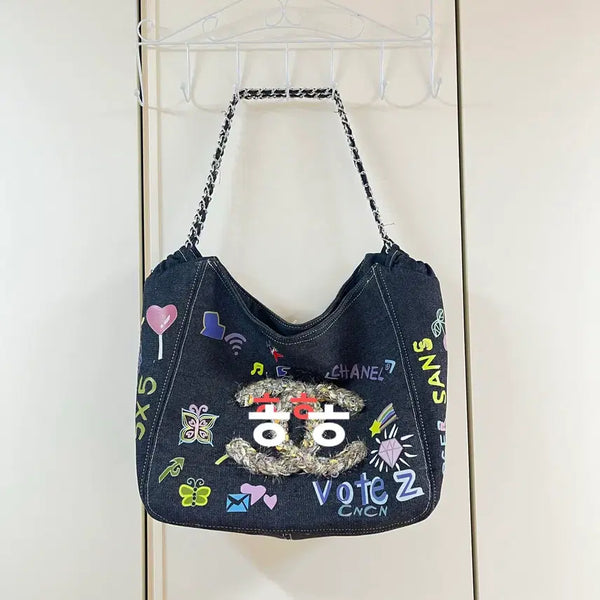 [BUNJANG] Canvas Denim Shoulder Bag / 캔버스백 데님 백