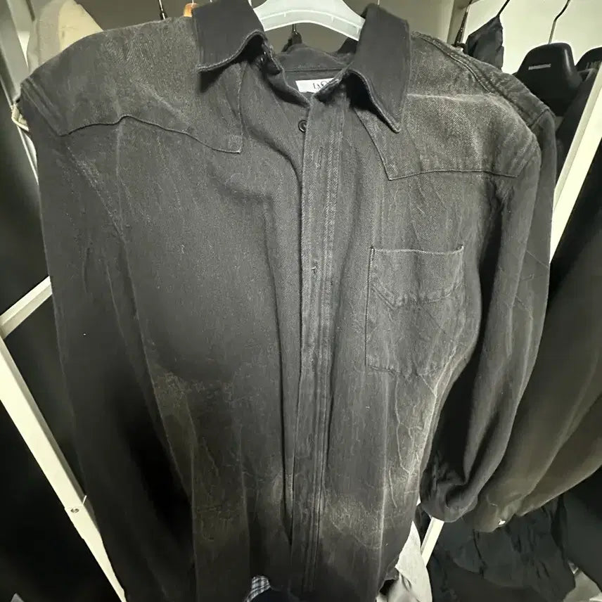[BUNJANG]  Elwood Bad Guy Denim Shirt Black Size 46 / 엘무드 배드가이 데님 셔츠 블랙 46