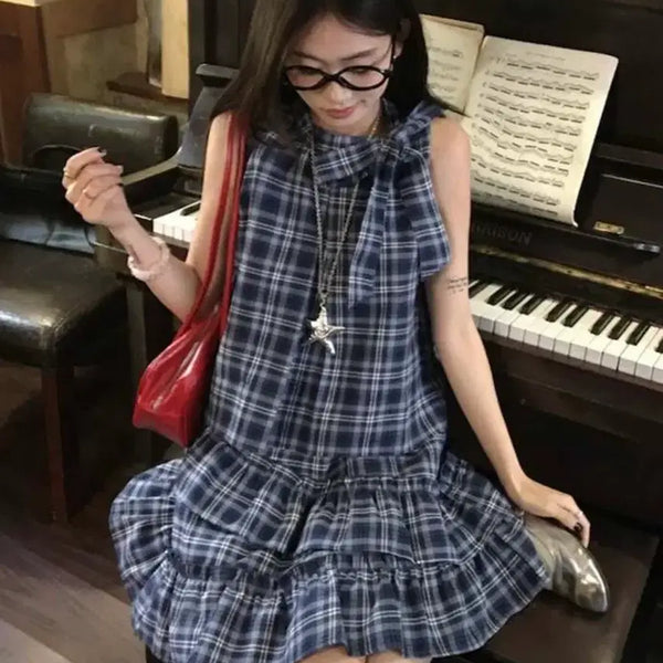 [BUNJANG] Checkered Frill Dress Mori Girl Style / 체크무늬 프릴 원피스 모리걸