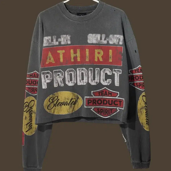 [BUNJANG] ATHIRI Washed Graphic Sleeve T-shirt / ATHIRI 워시드 그래픽 슬리브 티셔츠