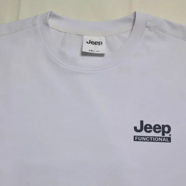 [BUNJANG] Jeep Camping Graphic Back Print Short Sleeve T-Shirt White L / 지프 캠핑 그래픽 백프린팅 반팔 티셔츠 화이트 L (100)