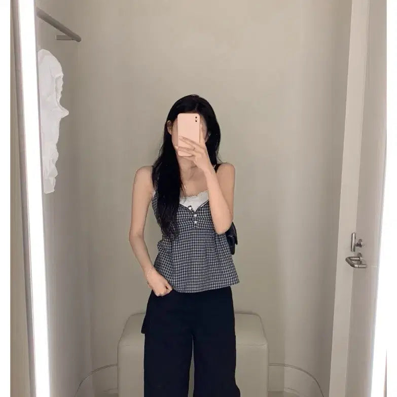 [BUNJANG] LEEDS Sleeveless Tops (Navy & White Melange) / leeds 리즈 슬리브리스