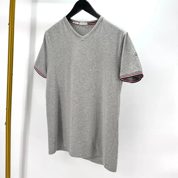 [BUNJANG] Moncler V-Neck T-Shirt Grey L / [L사이즈] 몽클레어 반팔 브이넥 티셔츠 그레이