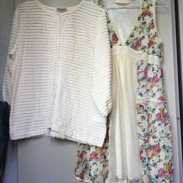 [BUNJANG] SM2 Dot See-Through Layered Dress & Cardigan Set / 일본빈티지 코디세트 sm2 도트 시스루 레이어드 원피스 가디건