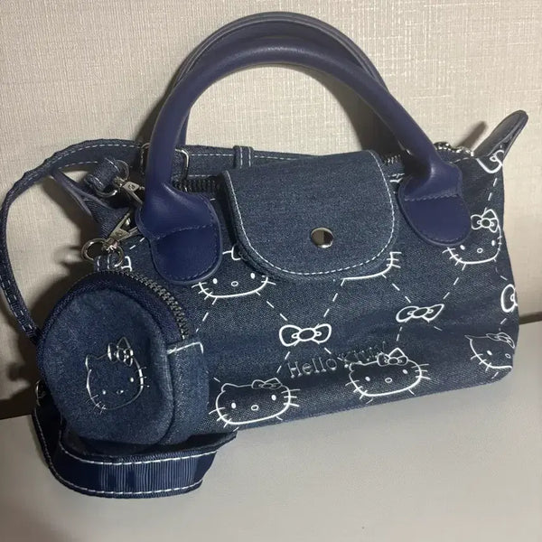 [BUNJANG] Miniso Hello Kitty Denim Tote Bag Crossbody Bag / 미니소 헬로키티 데님 토트백 크로스백