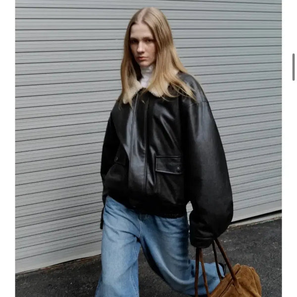 [BUNJANG] 108 lbs Leather Blouson Mustang Jacket / 108파운드 레더 블루종 무스탕 자켓