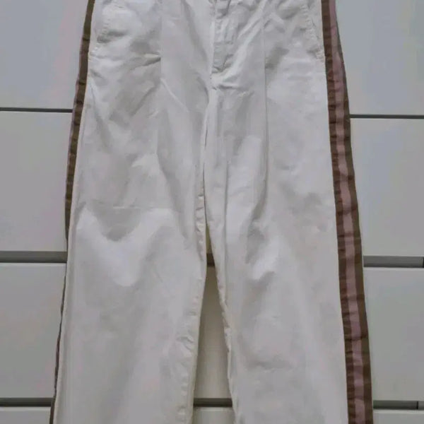 [BUNJANG] ZARA BASIC Denim Wide Pants White Stripe / ZARA BASIC 데님 와이드 팬츠
