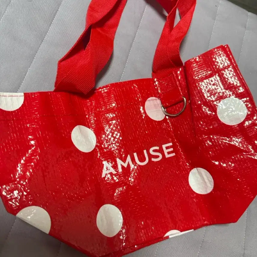 [BUNJANG] AMUSE Red Water Drop Polka Dot Taurine Bag / AMUSE  빨강 물방울 땡땡이 타우린백 새상품
