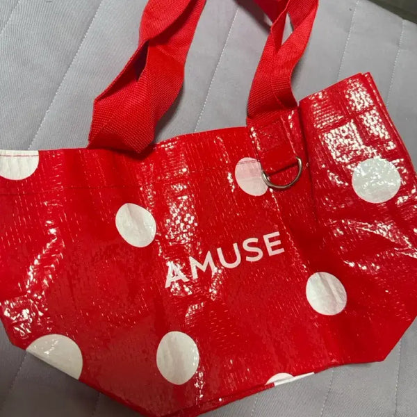 [BUNJANG] AMUSE Red Water Drop Polka Dot Taurine Bag / AMUSE  빨강 물방울 땡땡이 타우린백 새상품