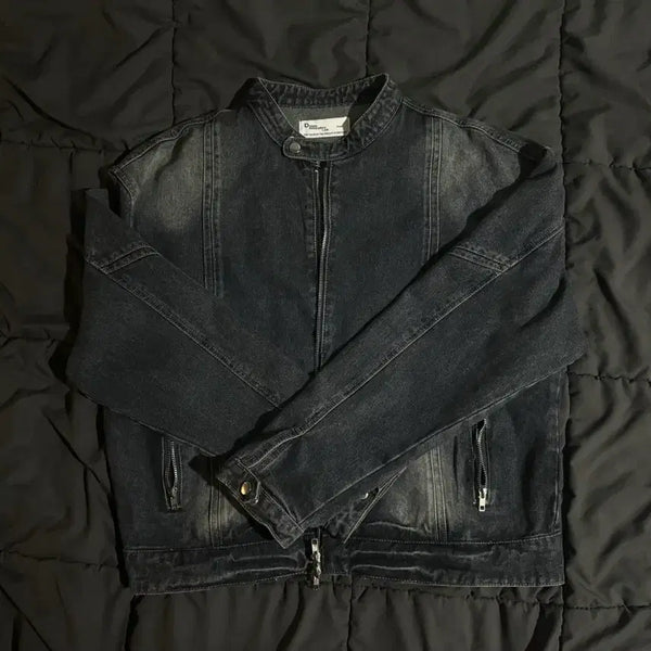 [BUNJANG] Vintage Stand Collar Denim Jacket (Free Size / Fits L) / 빈티지 스탠드 카라 데님 자켓 Free 사이즈 (실측 L)