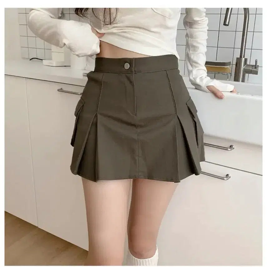 [BUNJANG] Kira Pleated Cargo Skirt Black / 새상품)키라 플리츠 카고 스커트