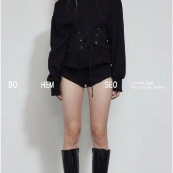 [BUNJANG] Bohemian Seoul Corset Sweatshirt Black / 보헤미안서울 코르셋 스웻셔츠 블랙