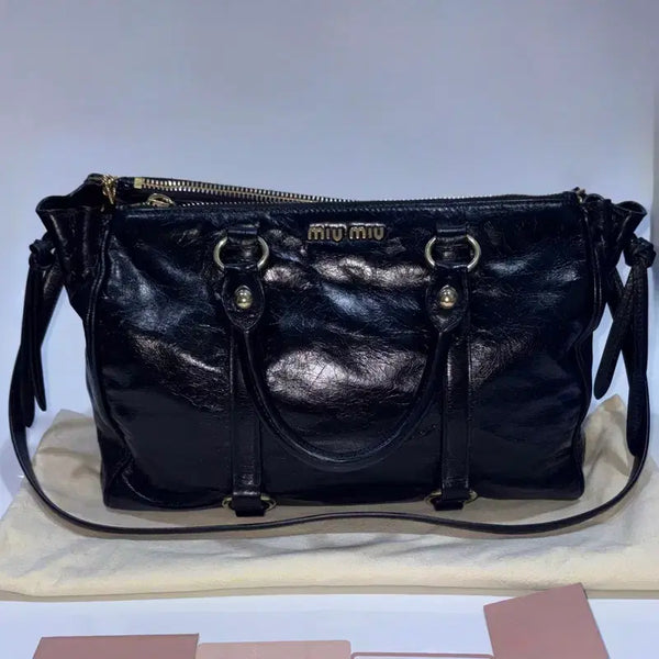 [BUNJANG] Miu Miu Vitello Shine Satchel Bag Black / 미우미우 비텔로 샤인 사첼백 블랙