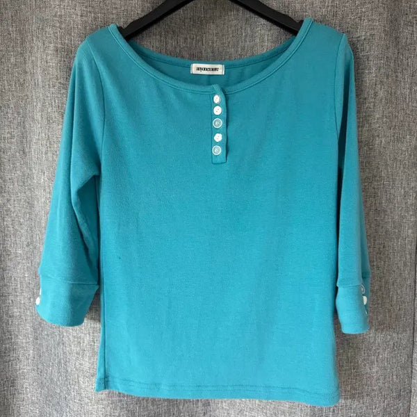[BUNJANG] Anymore Round Button 3/4 Sleeve T-Shirt / 애니원모어 라운드 단추 7부 티셔츠