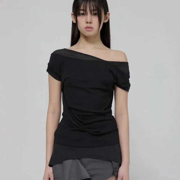 [BUNJANG] Flareup 2-Layered Top (Black) / 플레어업 2-Layered Top