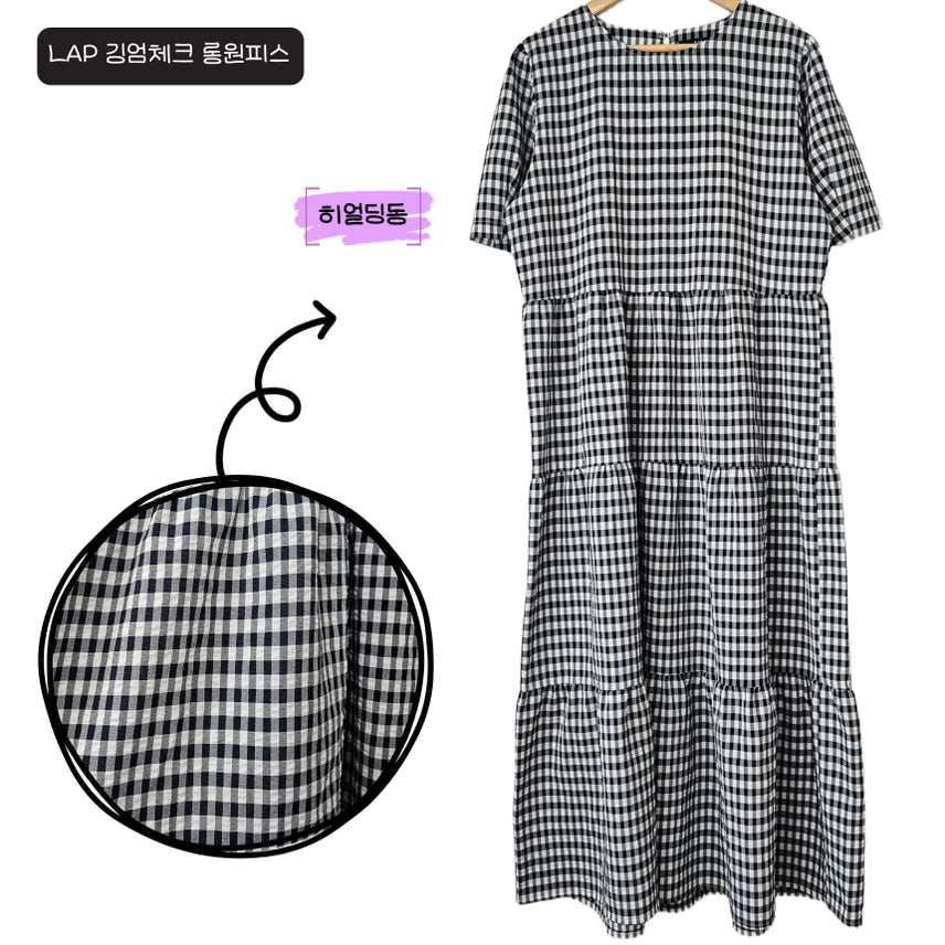 [BUNJANG] LAP Black Gingham Check Long Dress / 딩동 :) 여름세일/M/LAP/랩/블랙 깅엄체크 롱원피스_138