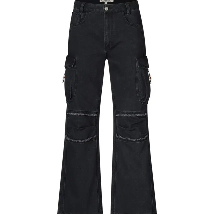 [BUNJANG] Koiseio Round Pocket Cargo Jeans Black / 코이세이오 라운드 포켓 카고 진 블랙