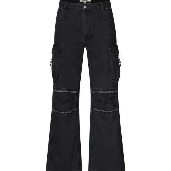 [BUNJANG] Koiseio Round Pocket Cargo Jeans Black / 코이세이오 라운드 포켓 카고 진 블랙