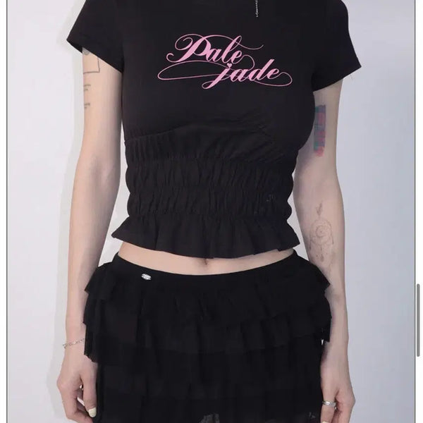 [BUNJANG] FABBJD Smoke Shirring Short Sleeve T-shirt / 페일제이드 스모크 셔링 반팔티