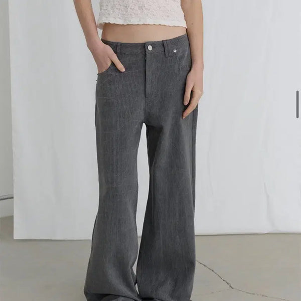 [BUNJANG] ODESS Vintage Stripe Cotton Pants - Charcoal / 오데스 빈티지 스트라이프 코튼 팬츠 - 차콜