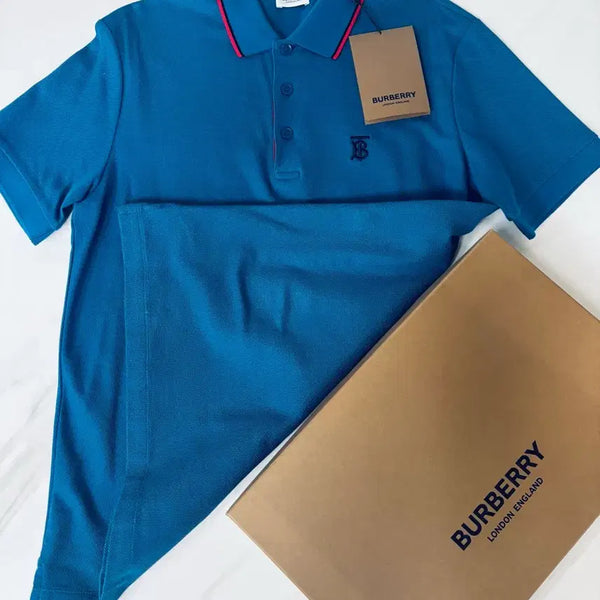 [BUNJANG] Burberry Walton Men's Polo Shirt Dark Cerulean Blue Size M (Unused New) / 버버리 월튼 폴로 티셔츠 (미사용 새제품)