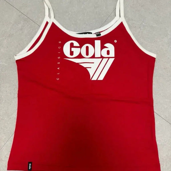 [BUNJANG] Gola Red Spaghetti Strap Tank Top / Gola 골라 레드 끈나시