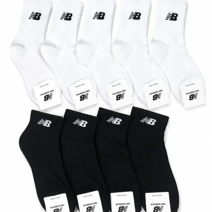 [BUNJANG] New Balance 5-Pair Sock Set White/Black / 뉴발란스 양말 5켤레 세트 화이트/블랙