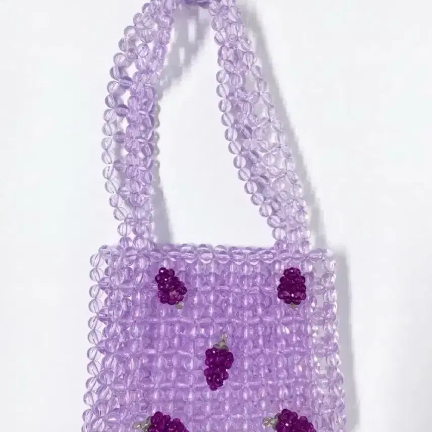 [BUNJANG] Purple Grape Bead Mini Handbag / [가방] 여름패션 포인트 보라색 비즈 포도 모양 핸드백