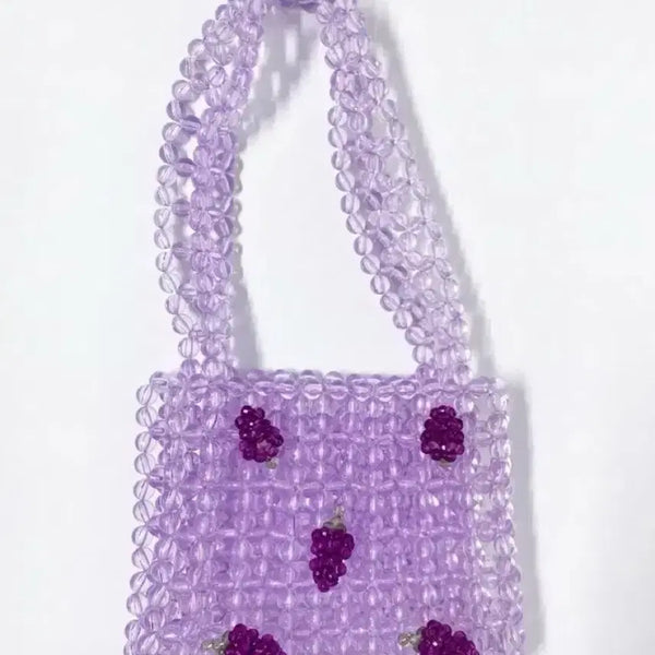 [BUNJANG] Purple Grape Bead Mini Handbag / [가방] 여름패션 포인트 보라색 비즈 포도 모양 핸드백