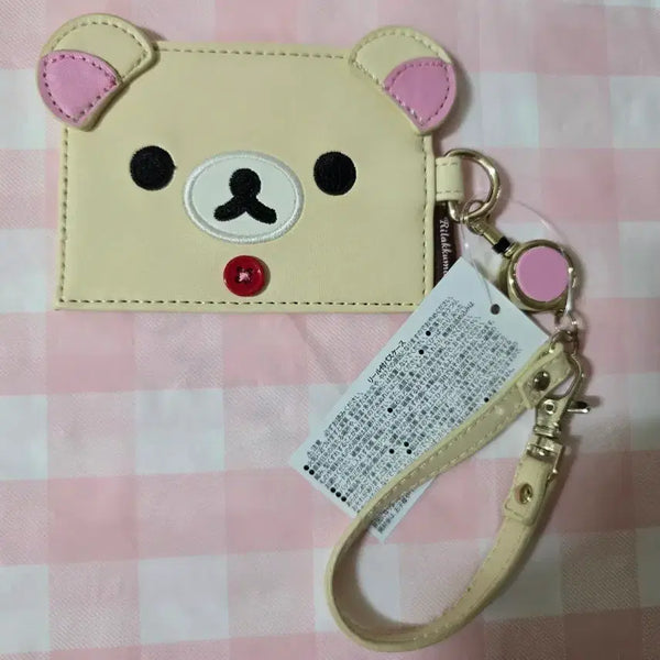 [BUNJANG] San-X Korilakkuma Face Pass Case with Retractable Reel / 산엑스 코리락쿠마 페이스 릴패스 카드 지갑 교통카드