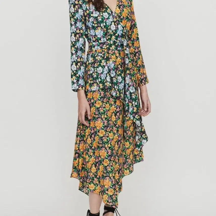 [BUNJANG] Maje Floral Print Spring Summer Long Wrap Dress / 55 텍달린 새상품 마쥬 꽃무늬 봄 여름 롱 원피스 랩원피스 오브제 마인