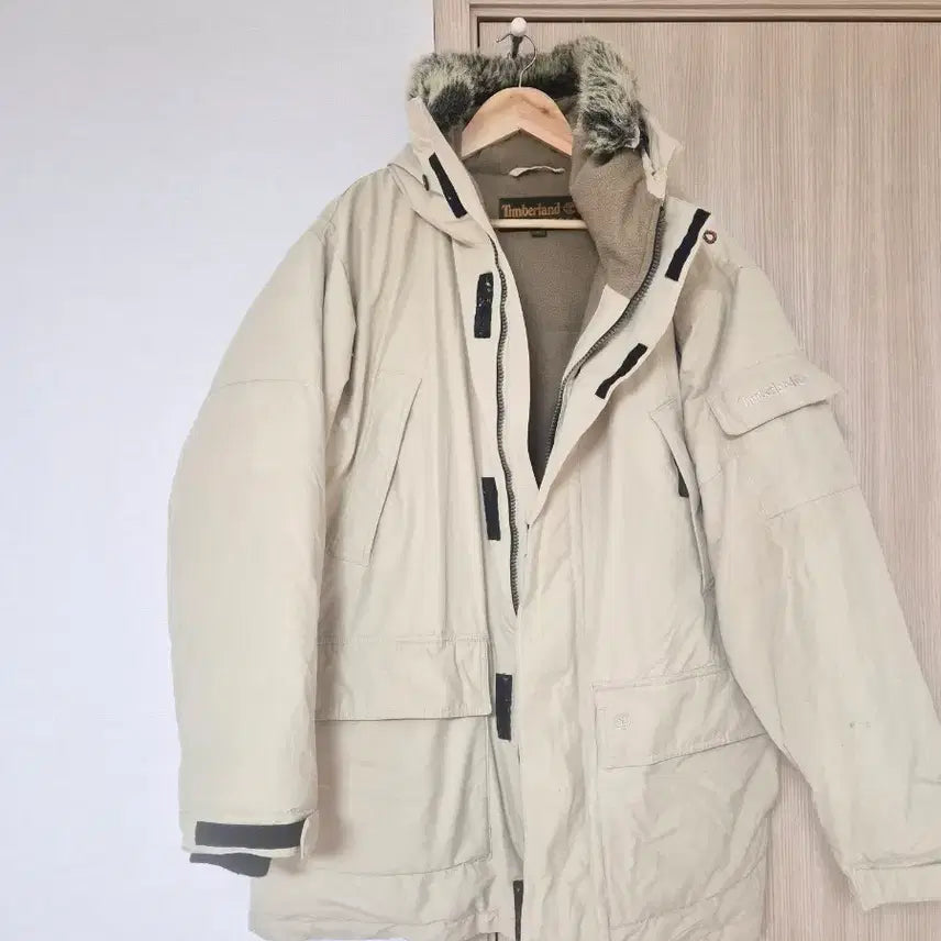 [BUNJANG] Timberland Hooded Fur Parka Beige Large / 팀버랜드 후드 퍼 야상 베이지 라지
