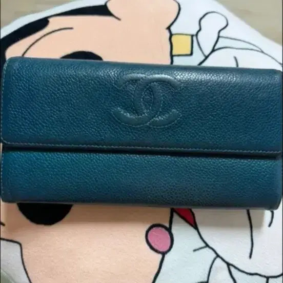 [BUNJANG] Chanel Caviar Long Wallet Teal Blue / 샤넬 캐비어 장지갑 틸블루