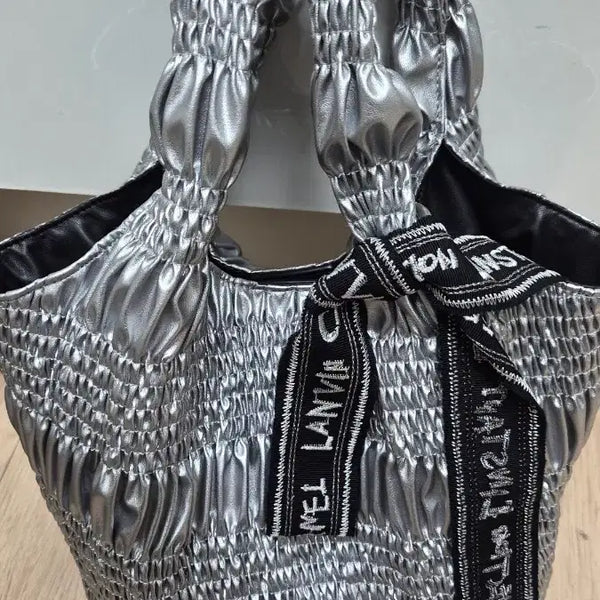 [BUNJANG] Lanvin Shirring Tote Bag Silver / 랑방 셔링 토트백 실버(정품)