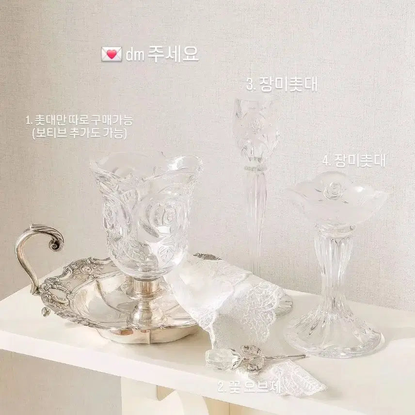 [BUNJANG] Vintage Rose Candle Holder & Tulip Object Set / [빈티지] 장미촛대, 실플촛대, 소품